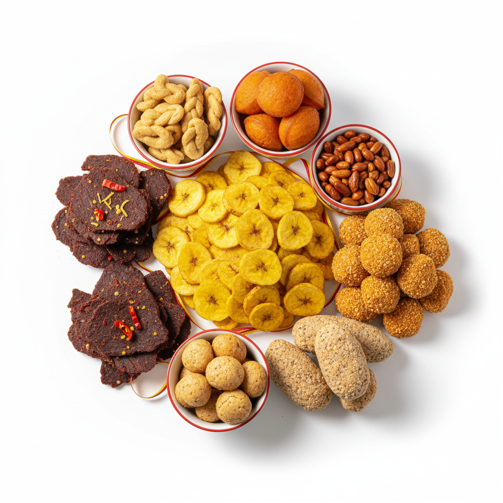 African snacks and confectionery including plantain chips, chin chin and sweets available across the UK