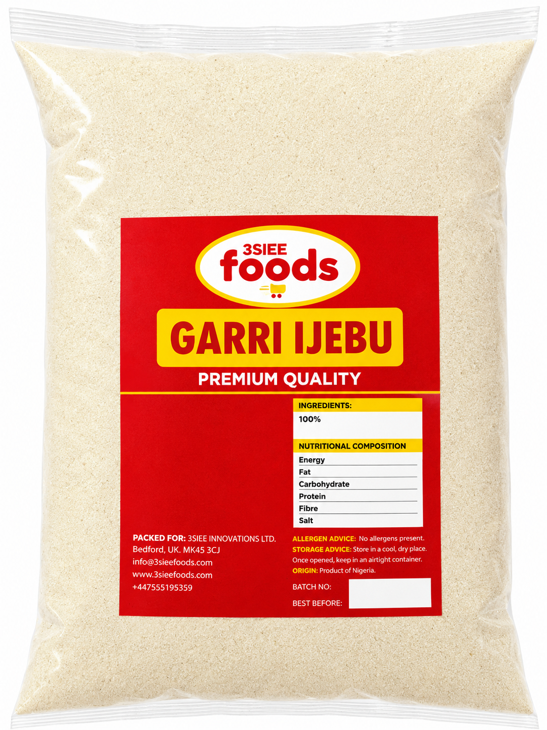 3SIEE Garri Ijebu product pack from 3SIEE Foods UK